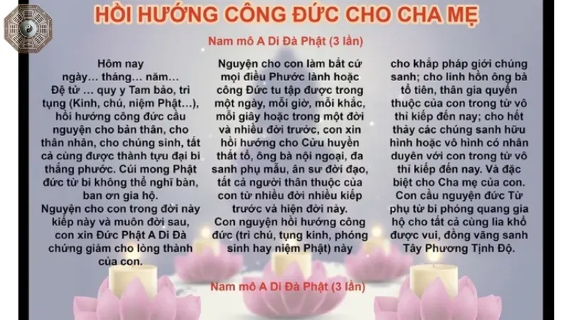 Các bước hồi hướng công đức cho cha mẹ theo kinh Phật 5