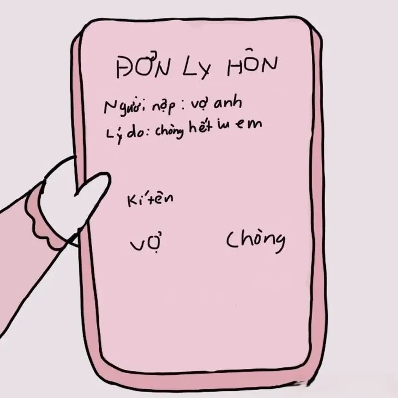 Đơn xin ly hôn meme với lời thoại 