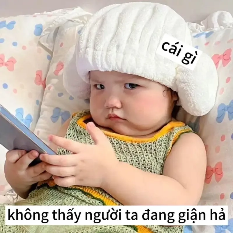 Bức ảnh meme em bé khóc cute sẽ làm bạn bật cười vì sự dễ thương khó cưỡng.