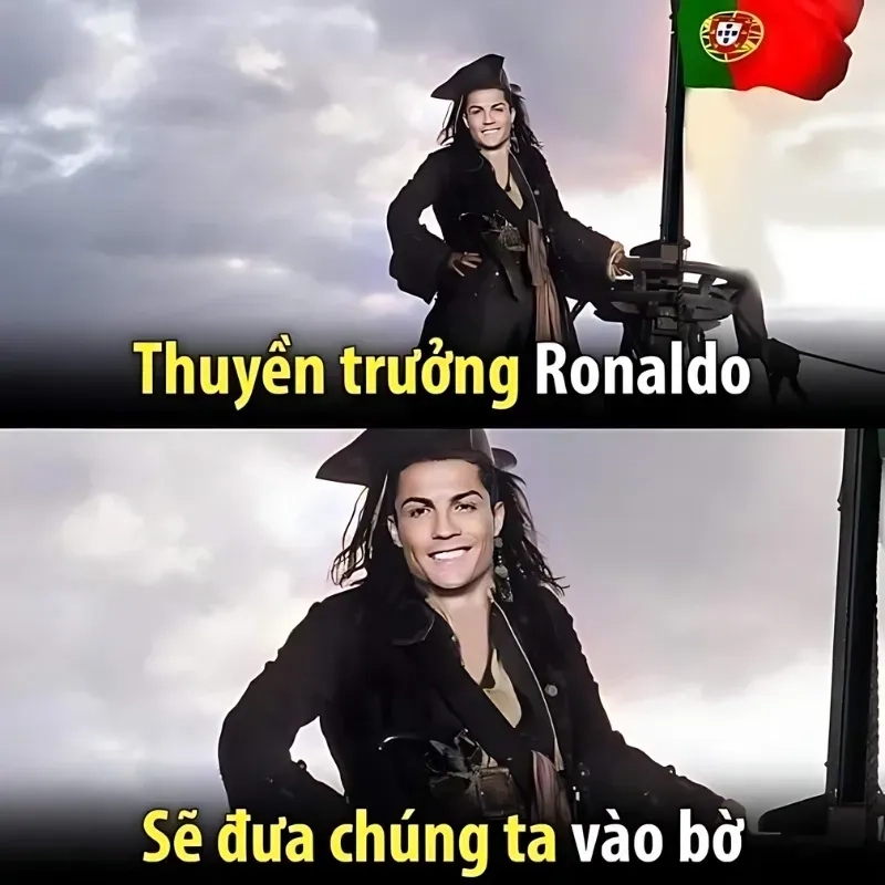 Meme Ronaldo siu với biểu cảm ăn mừng đặc trưng khuấy đảo mạng xã hội.