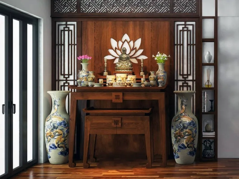 Bố trí bàn thờ phòng khách nhà ống