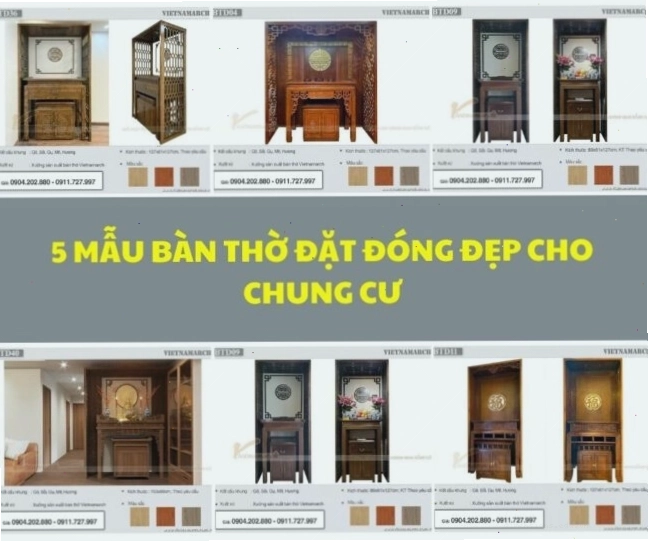 5 mẫu bàn thờ đứng đặt đóng cho chung cư
