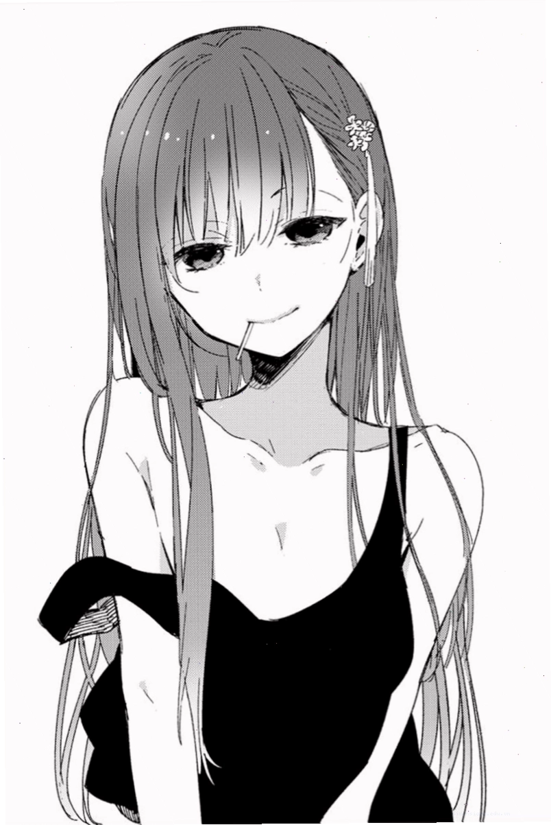 Ảnh anime nữ ngầu trắng đen với bộ đồ chất và kiểu tóc cá tính