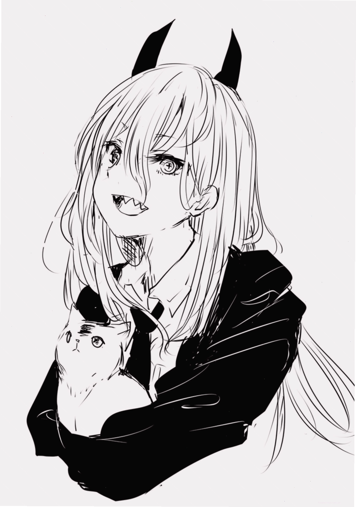 Ảnh anime trắng đen nữ ma cà rồng với vẻ đẹp huyền bí