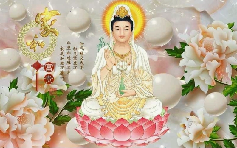 Ảnh Phật Quan Âm Bồ Tát 3D với hiệu ứng ánh sáng đẹp mắt