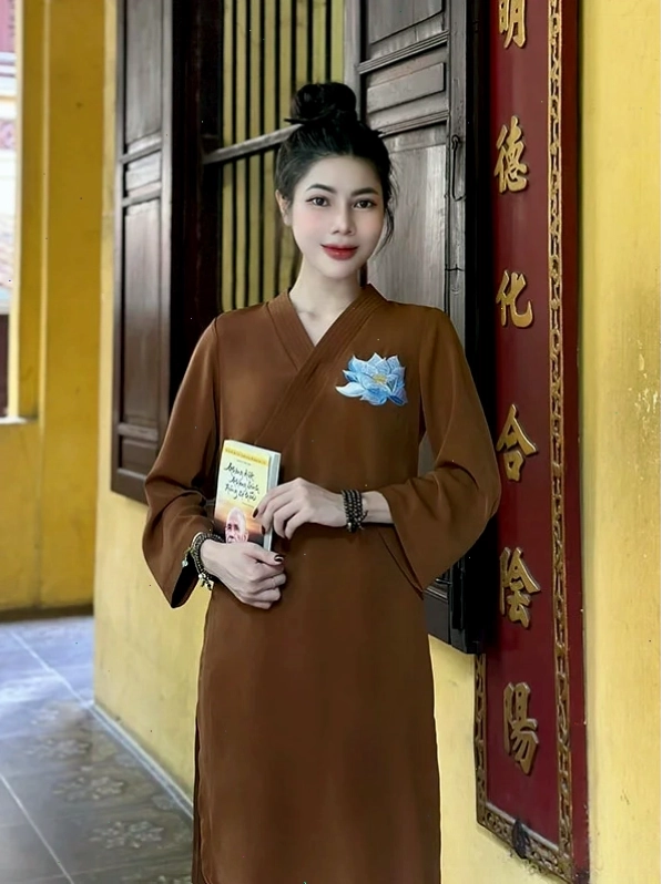 Áo tràng phật tử nữ Bồ Đề thêu sen
