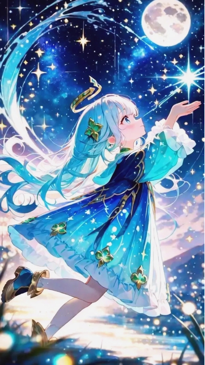 Avatar anime 2D cô gái màu xanh dương đẹp mắt