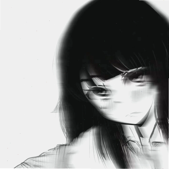 Avatar anime trắng đen thể hiện nét buồn và chiều sâu nội tâm