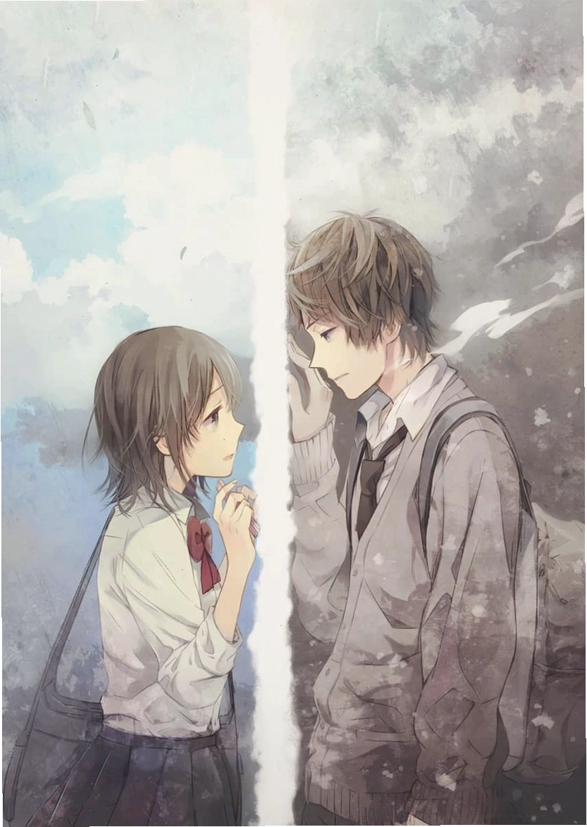 Avatar buồn của cặp đôi anime trong khoảnh khắc chia ly