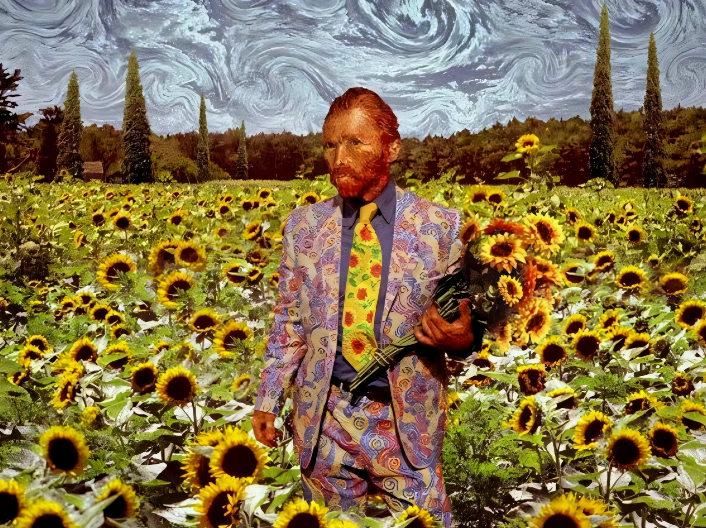 Avatar hoa hướng dương đẹp theo phong cách Van Gogh