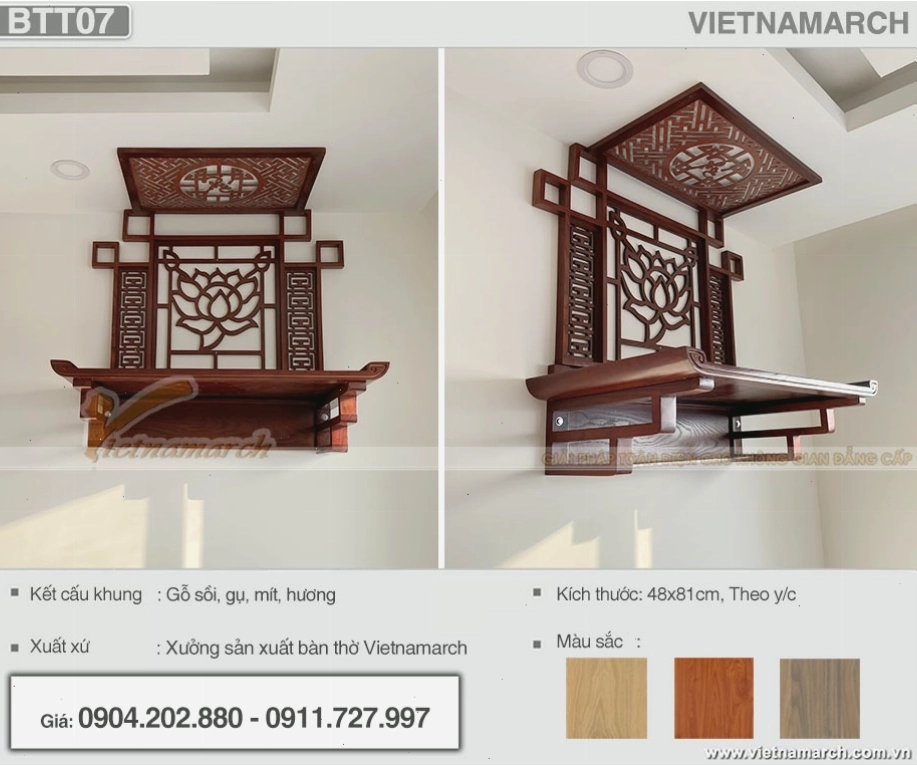 Bàn thờ Phật treo tường lắp đặt tại chung cư
