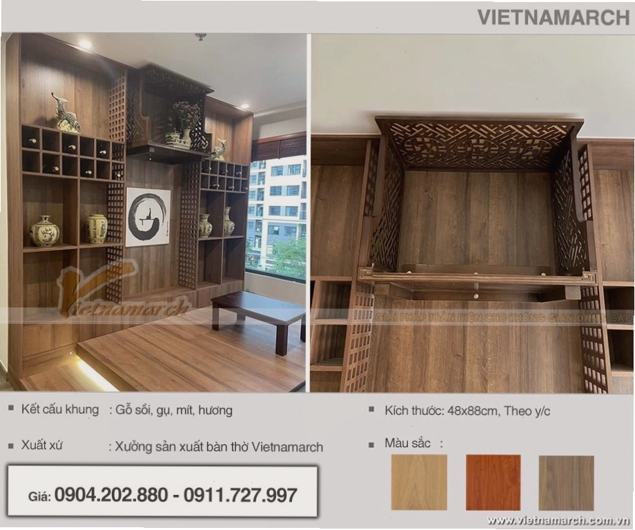 Bàn thờ treo kèm vách ngăn lắp đặt tại chung cư