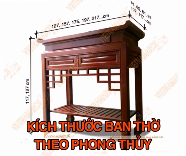 Bảng tra kích thước ban thờ chuẩn lỗ ban