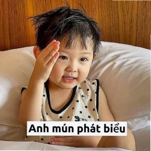 Biểu cảm đa dạng của em bé trong meme giơ tay
