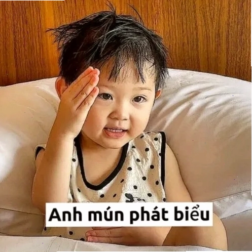Bộ meme em bé giơ tay phát biểu với nhiều biểu cảm gây cười