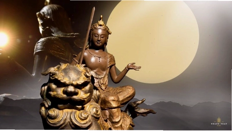 Bồ Tát Văn Thù Sư Lợi trên lưng sư tử