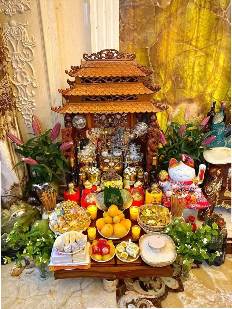 Các vật phẩm cần có trên bàn thờ Thần Tài