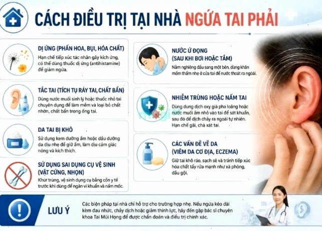 Cách điều trị tại nhà khi bị ngứa tai phải