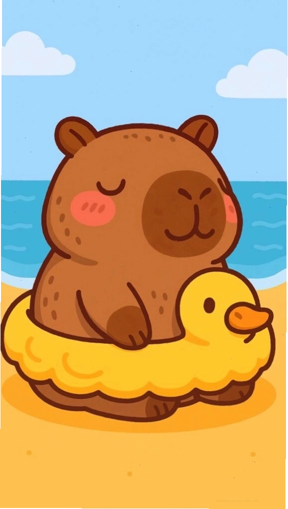 Capybara tắm biển trên phao vịt, avatar vô tri ngầu