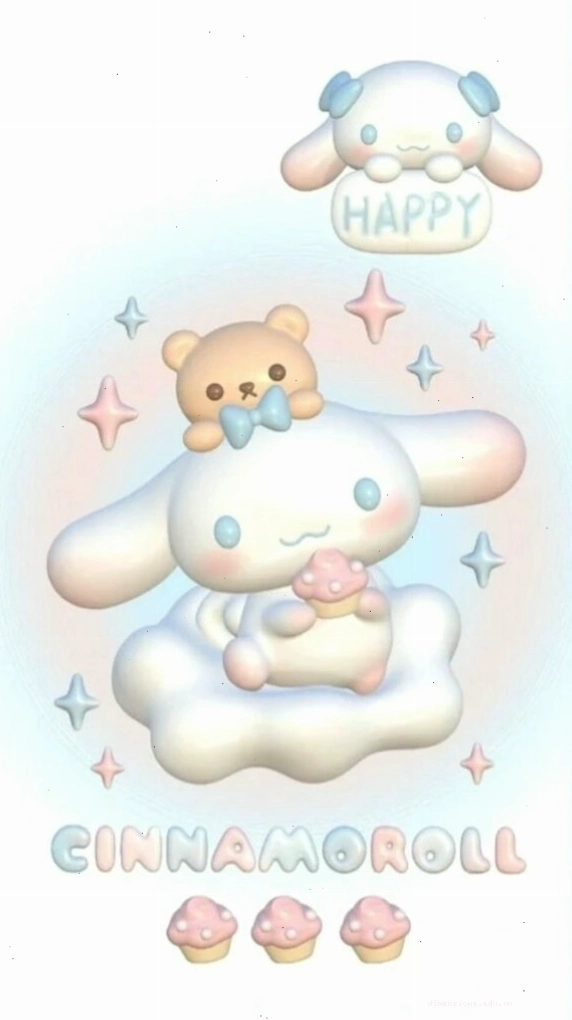 Cinnamoroll ôm gấu bông trên nền pastel
