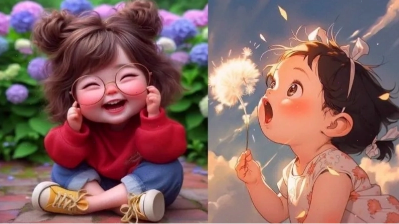 Cô bé hồn nhiên thổi cánh hoa bồ công anh