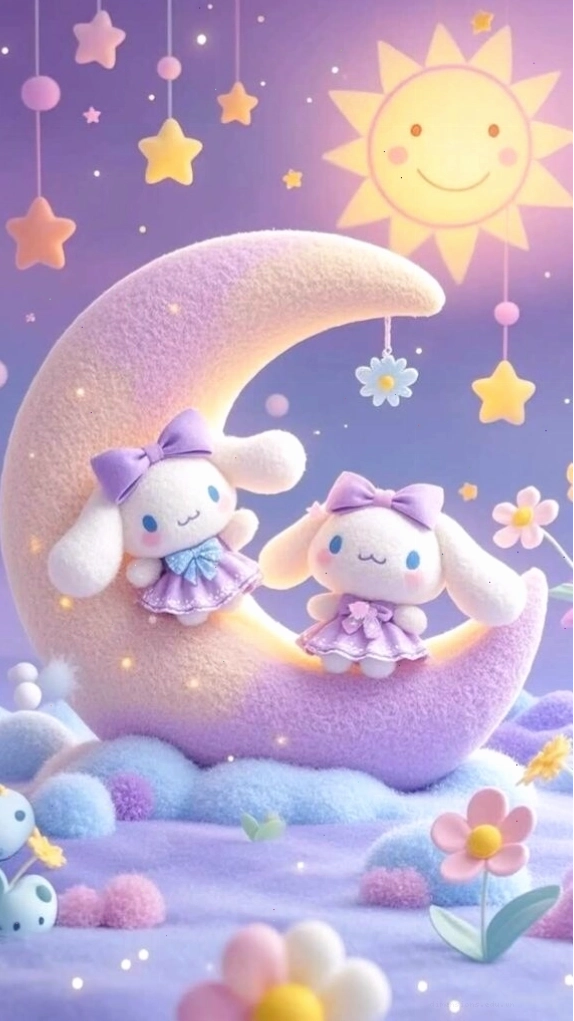 Đôi bạn nhỏ Cinnamoroll dưới ánh trăng sao pastel