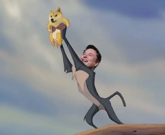 Elon Musk giơ tay trong meme
