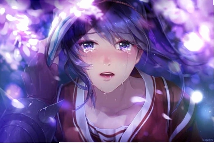 Hình ảnh anime buồn cho nữ khóc vỡ òa thể hiện nỗi đau tâm hồn