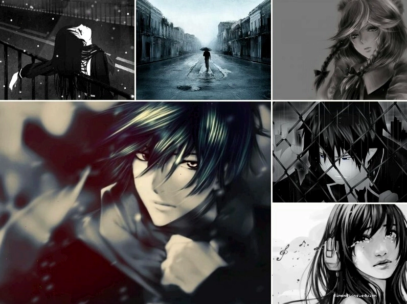 Hình ảnh anime đen trắng buồn thể hiện nỗi tuyệt vọng sâu sắc