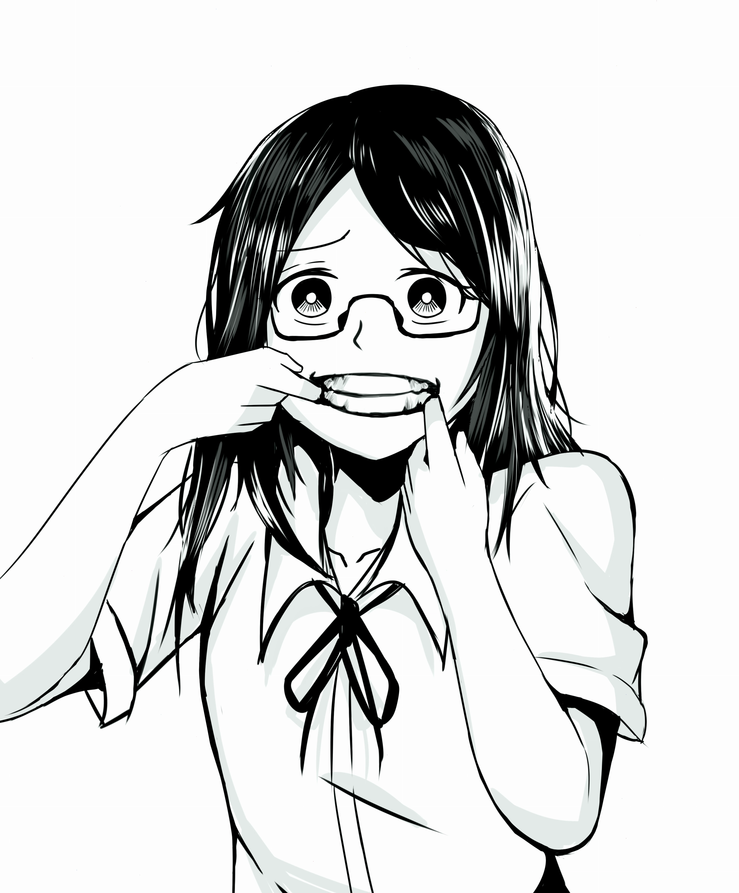 Hình ảnh anime trắng đen đầy bí ẩn với đường nét tinh tế