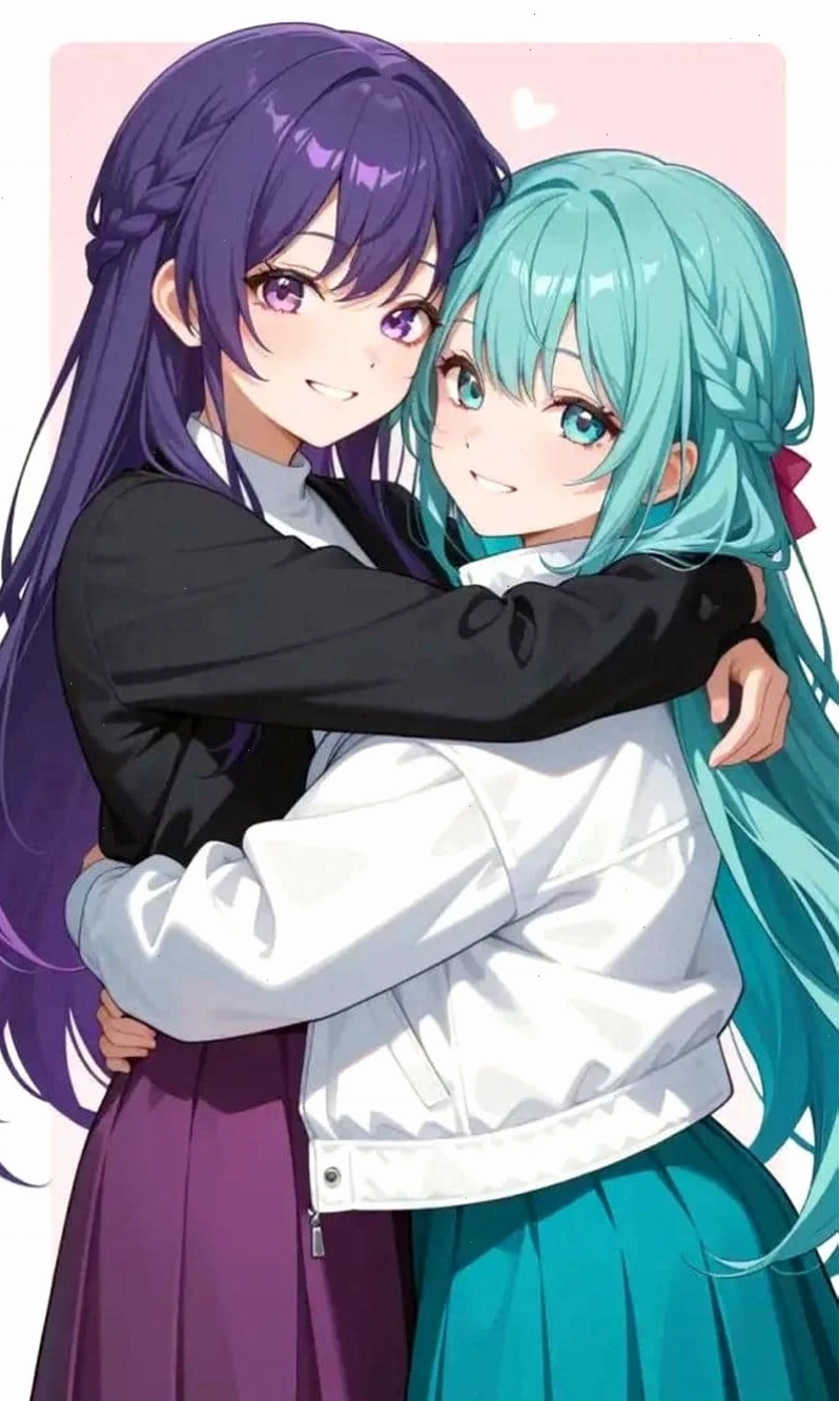 Hình ảnh đôi bạn thân anime cute với hiệu ứng ánh sáng
