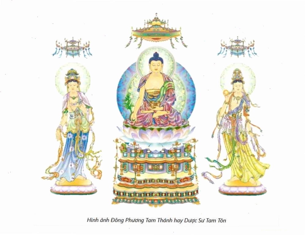 Hình ảnh Đông Phương Tam Thánh gồm Phật Dược Sư