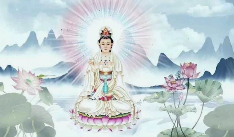 Hình ảnh Phật Quan Âm Bồ Tát cầm bình Cam Lộ