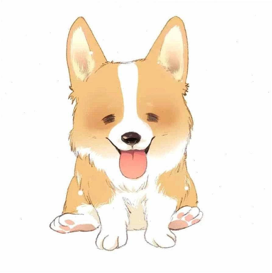 Hình chó Chibi dễ thương với đôi tai vểnh