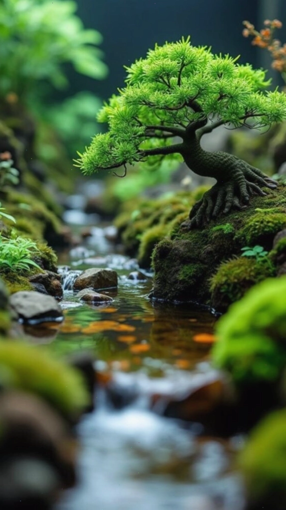 Hình nền cây xanh bonsai, hình nền phong thủy mệnh Mộc