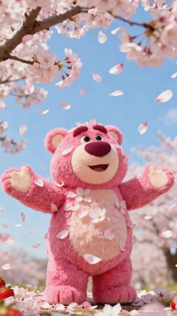Hình nền gấu cute tung tăng giữa trời xuân