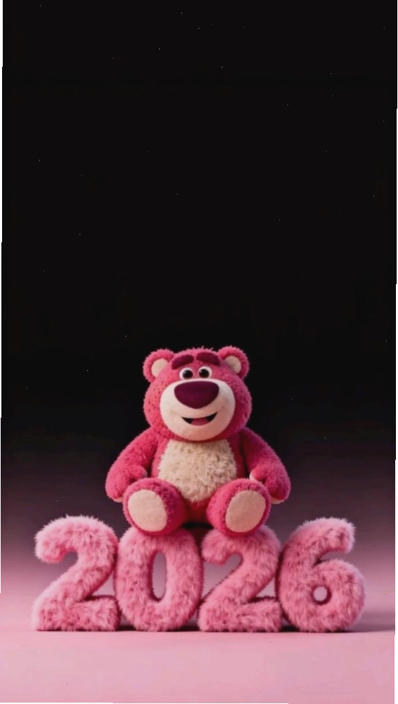 Hình nền gấu dâu Lotso màu hồng ngọt ngào đáng yêu