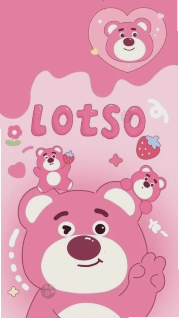Hình nền gấu dâu Lotso nền hồng ngọt ngào