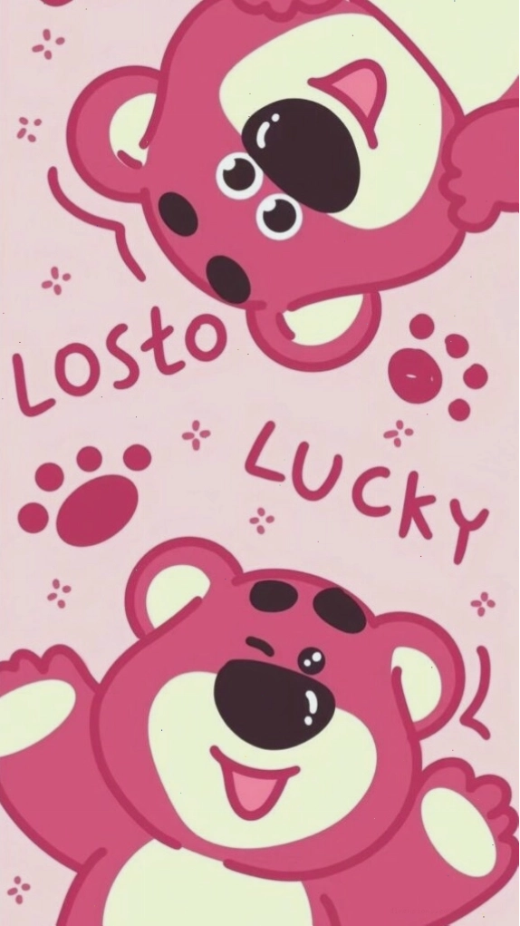 Hình nền gấu dâu Lotso với biểu cảm vui nhộn và may mắn