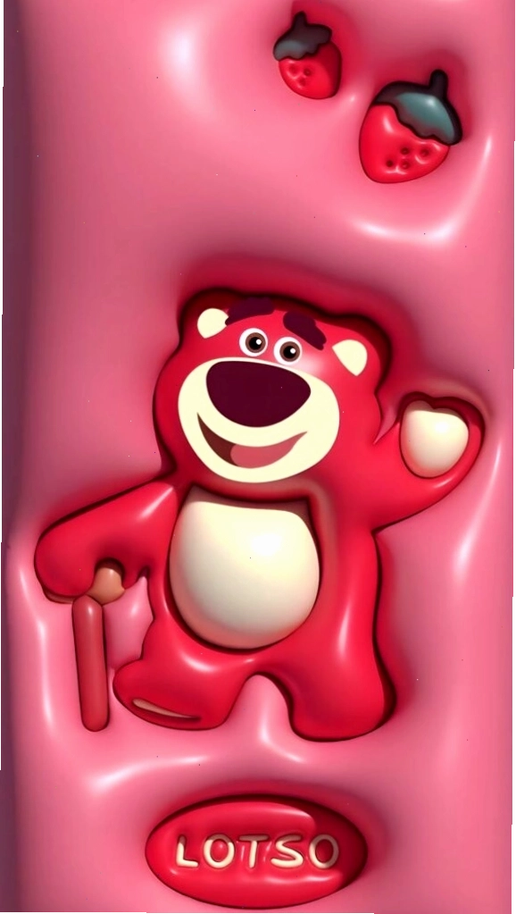 Hình nền gấu Lotso 3D nổi bật trên nền hồng bóng