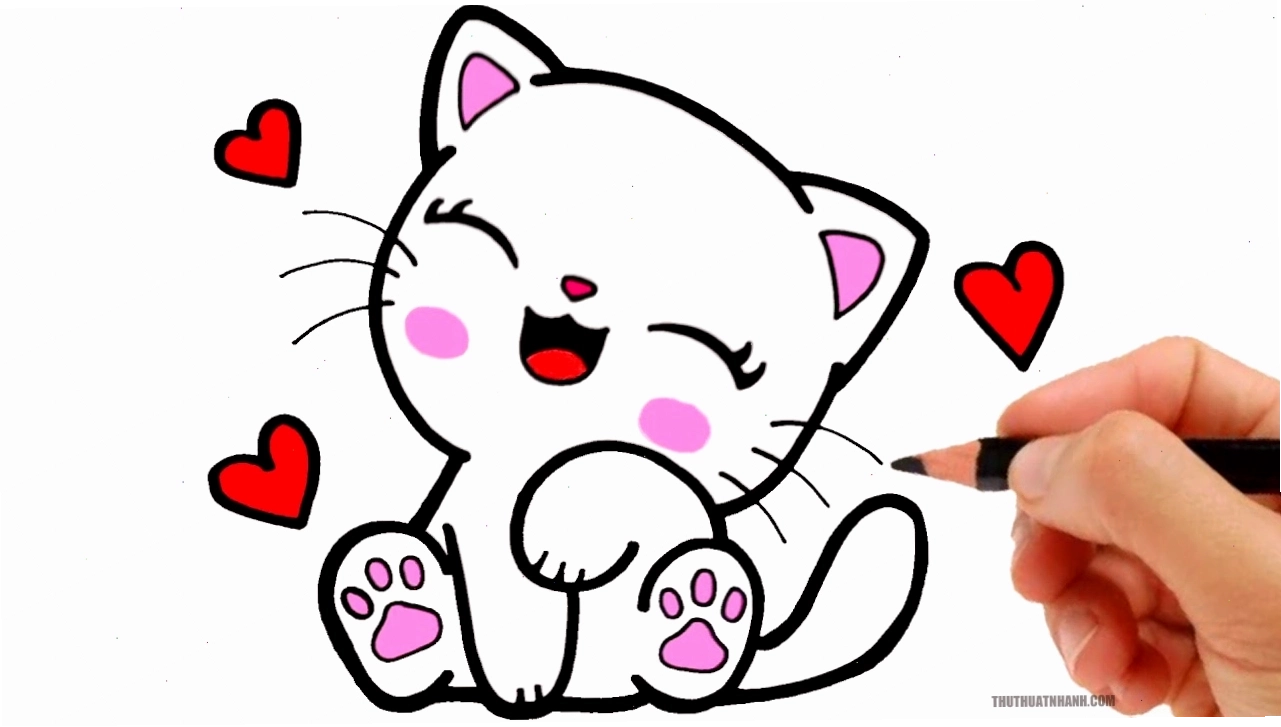 Hướng dẫn vẽ mèo cute đẹp xinh