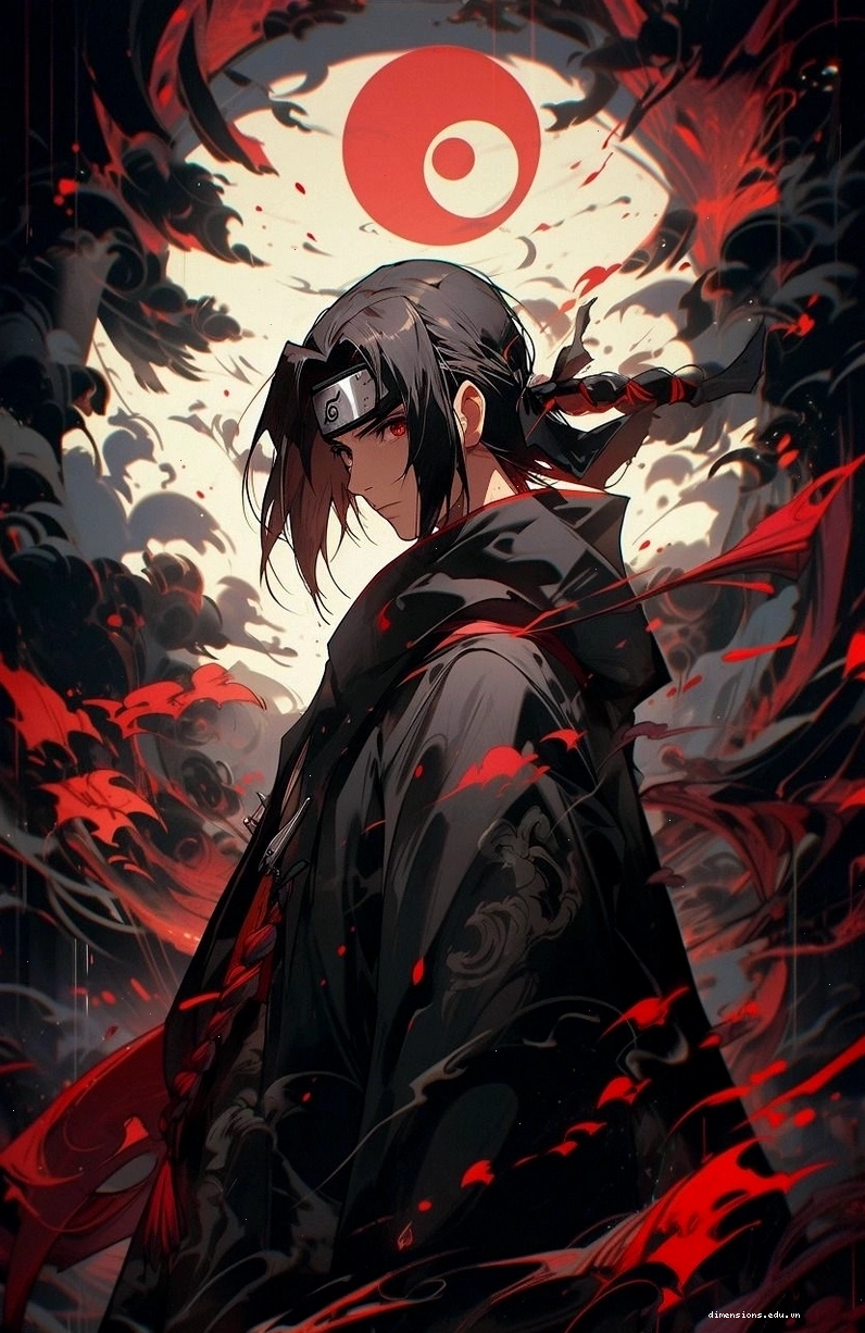 Itachi Uchiha trong trang phục Akatsuki nhìn nghiêng