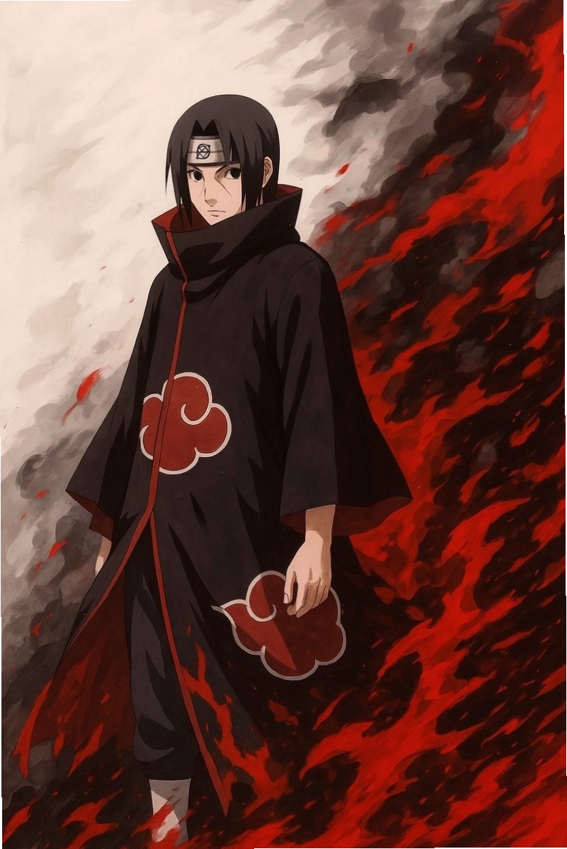 Itachi Uchiha với đôi mắt Sharingan rực lửa