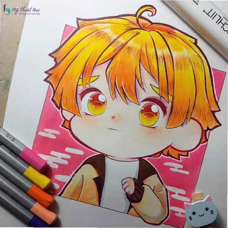 Mẫu vẽ anime chibi của một cặp đôi nhân vật đang vui đùa