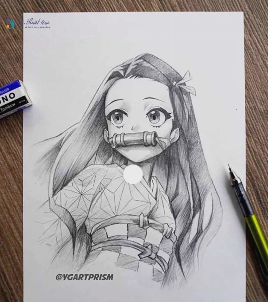 Mẫu vẽ anime minh họa một nhân vật nữ với đôi mắt to tròn và biểu cảm ngây thơ