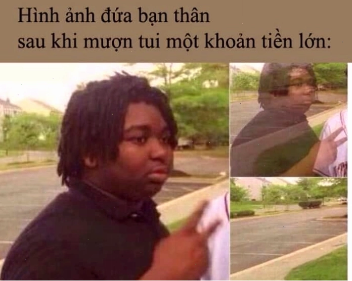Meme anh da đen biến mất hài hước thể hiện sự ngượng ngùng