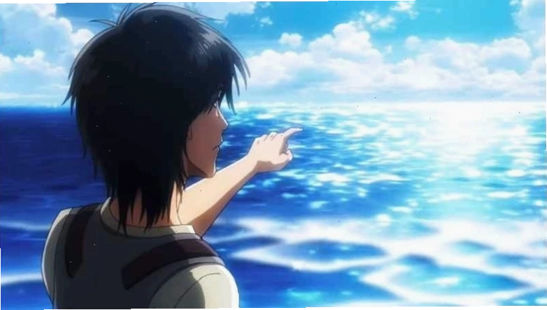 Meme Eren Yeager với dòng chữ hài hước về biển cả