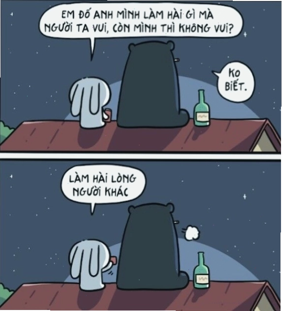 Meme thỏ bảy màu với câu hỏi tu từ