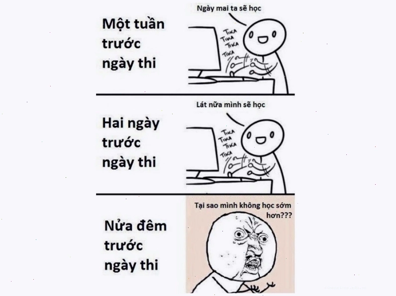 Meme về việc ôn tập trước ngày thi