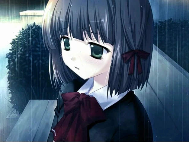 Nữ nhân vật anime với biểu cảm đau khổ và tuyệt vọng